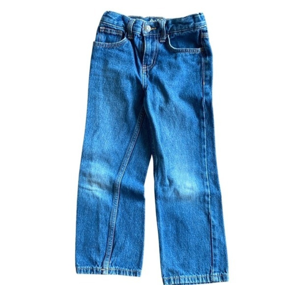 Cat & Jack Jeans Straight Leg Adjustable Waist Blue Denim Size 6